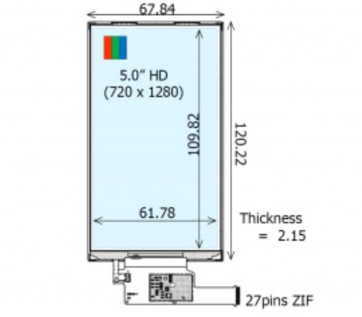 COM50H5N17ULC   Ortustech   5 inch 720(RGB)×1280   lcd display screens
