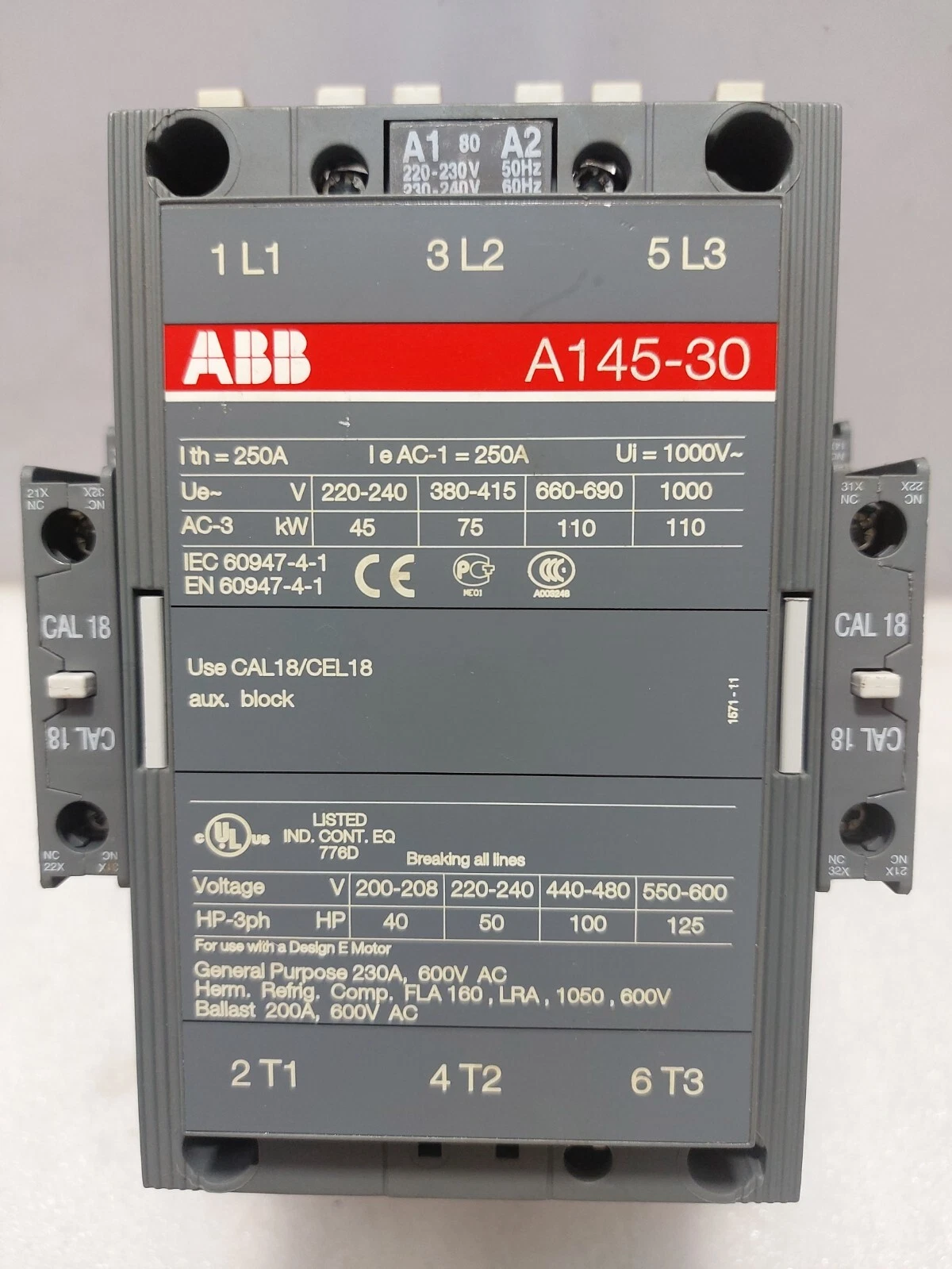 A145-30-11 220V Contactor Price Concessions Durable Highly Adaptive Good Price