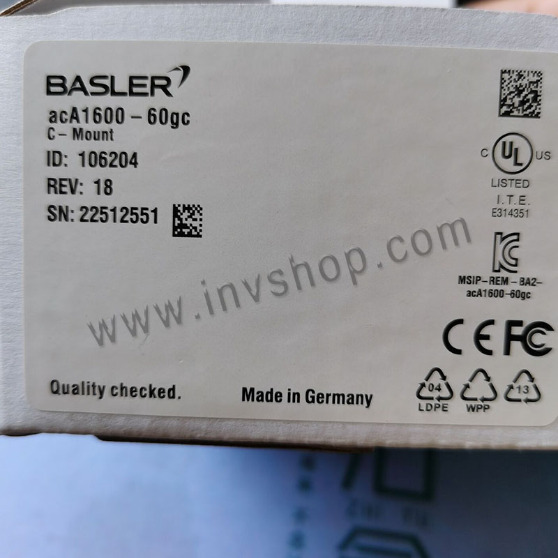 acA1600-60gm/gc pixel GigE Gigabit Ethernet Industrial Camera Basler Germany