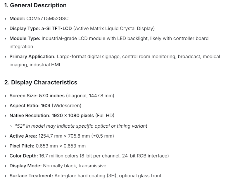 COM57T5M52GSC Ortustech 5.7