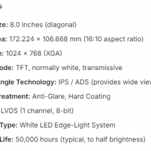 TV080X0M-NS0 BOE 8inch lcd display New and Orignal