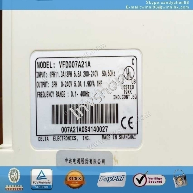 Delta VFD007A21A 220V0.75KW VFD-A
