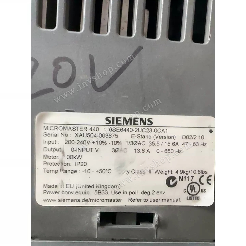 6SE6440-2UC23-0CA1 Siemens Frequency Inverter (MicroMaster 440) (Replacement Part)